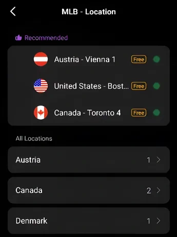 Mode de l'application MLB