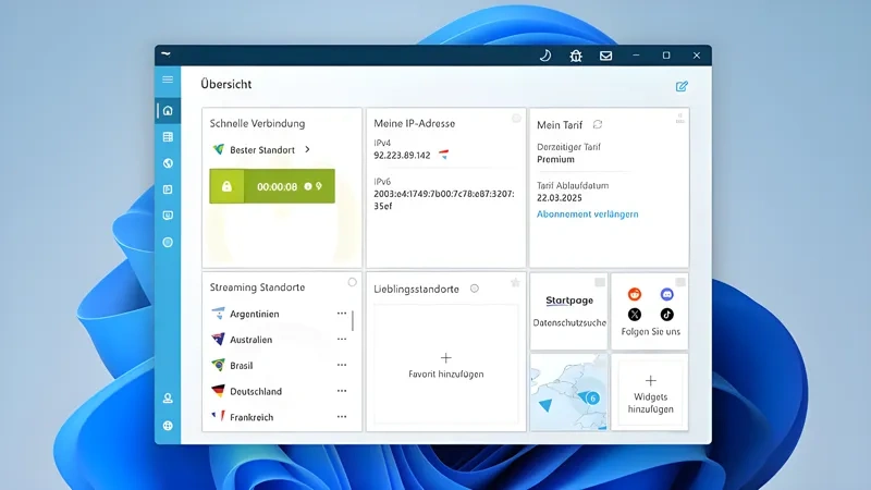 Verschiedene VPN-Optionen im Vergleich auf einem Tablet-Bildschirm