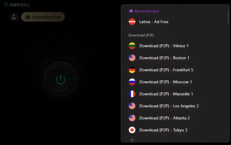 Función de descarga P2P de SafeShell